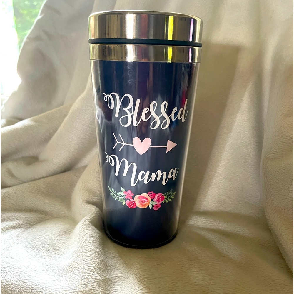 Blessed Mama, Blue, Insulated Cup, 16 oz